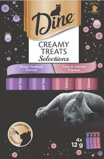 Dine Creamy Treats Cat Treats Seafood Selection 12g - 4 Pack