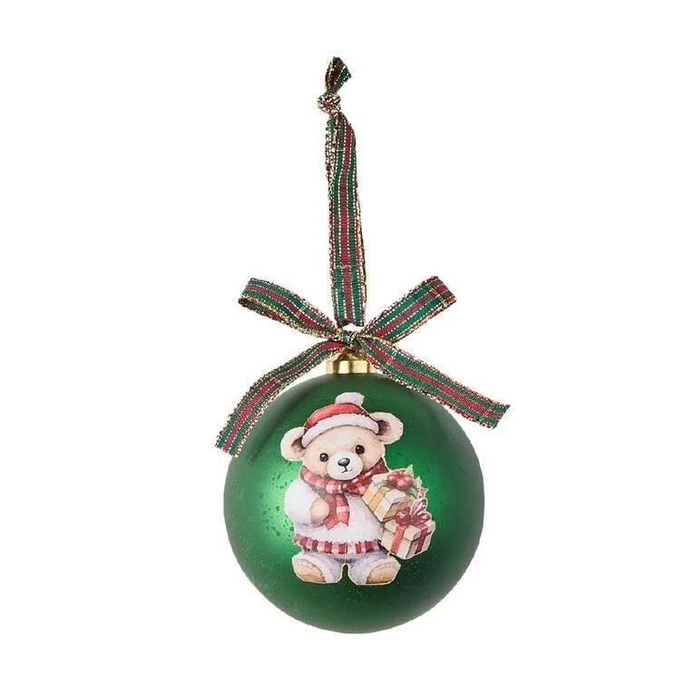 Wonderland Joyful Tidings Teddy Bauble 8cm Tree Decoration Assorted