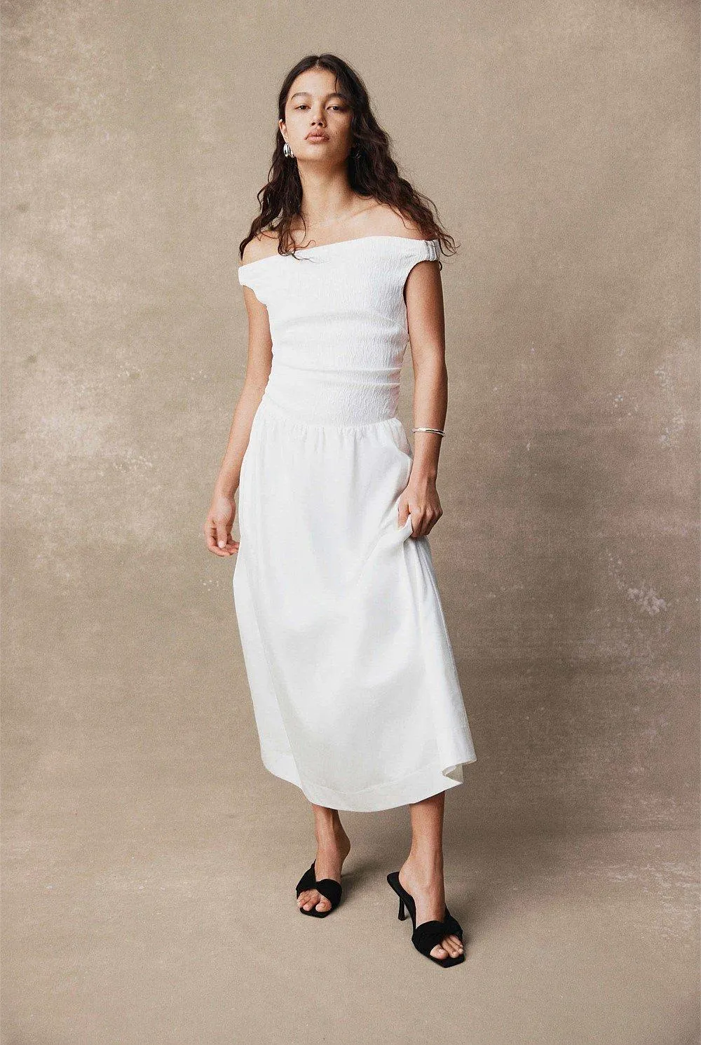 Off Shoulder Midi Dress