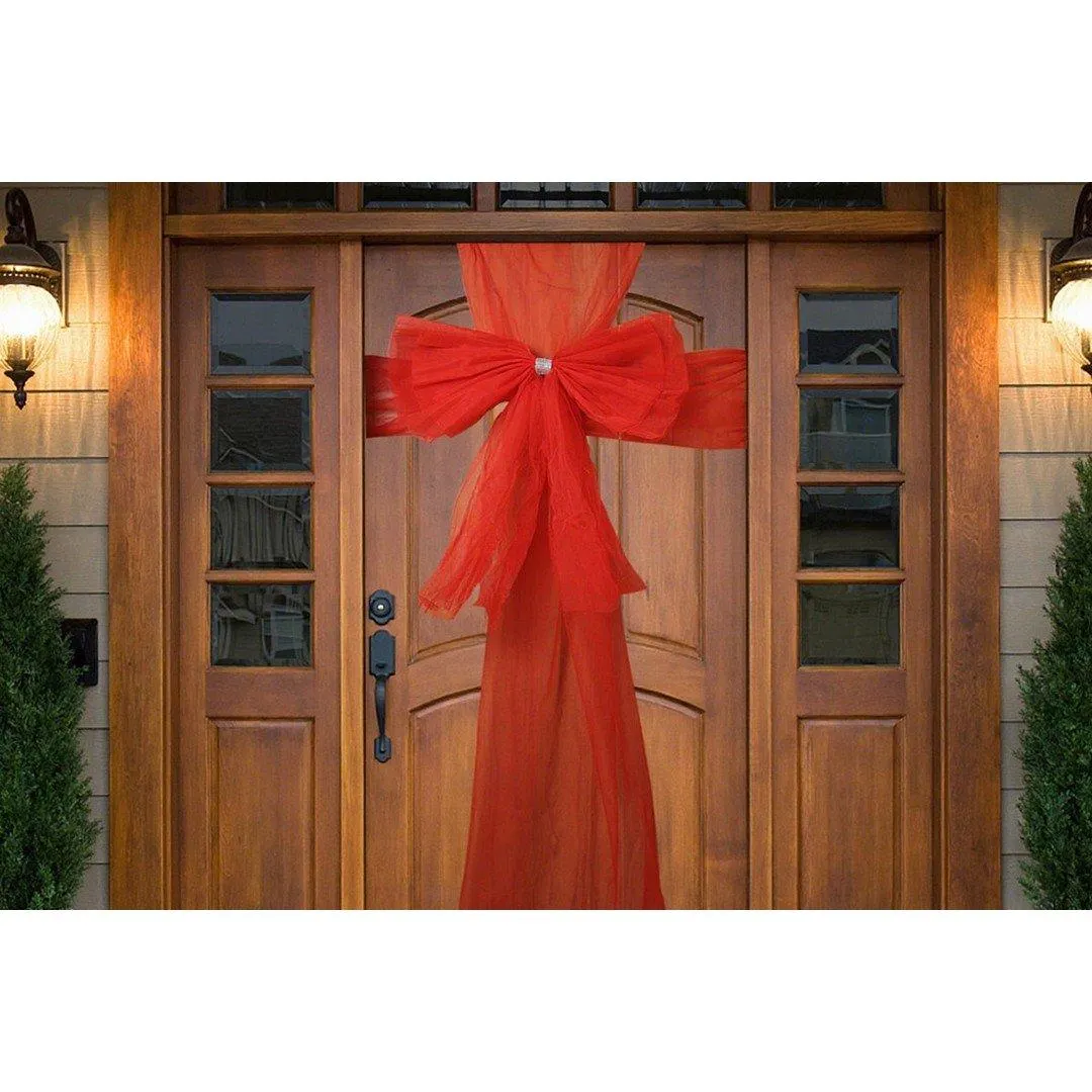 Large Red Christmas Door Bow for Outdoor Holiday Home Decoration