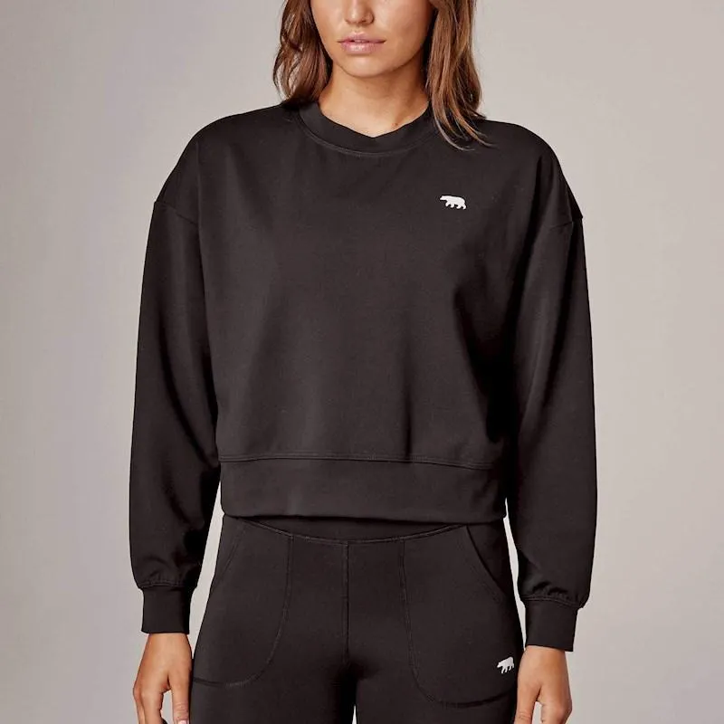 Running Bare Womens Beat The Chill Thermal Crop Sweatshirt