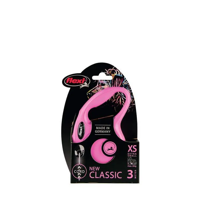 Flexi New Classic 3m Pink X-small Rectractable Lead Cord.