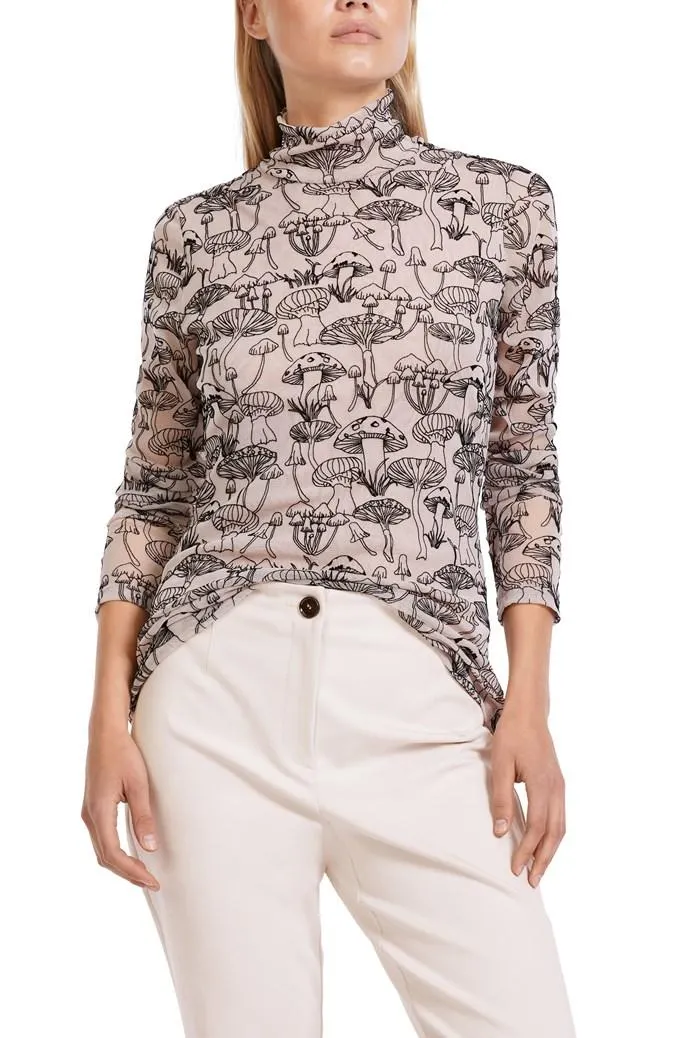 Roll Neck Patterned Long Sleeve Top