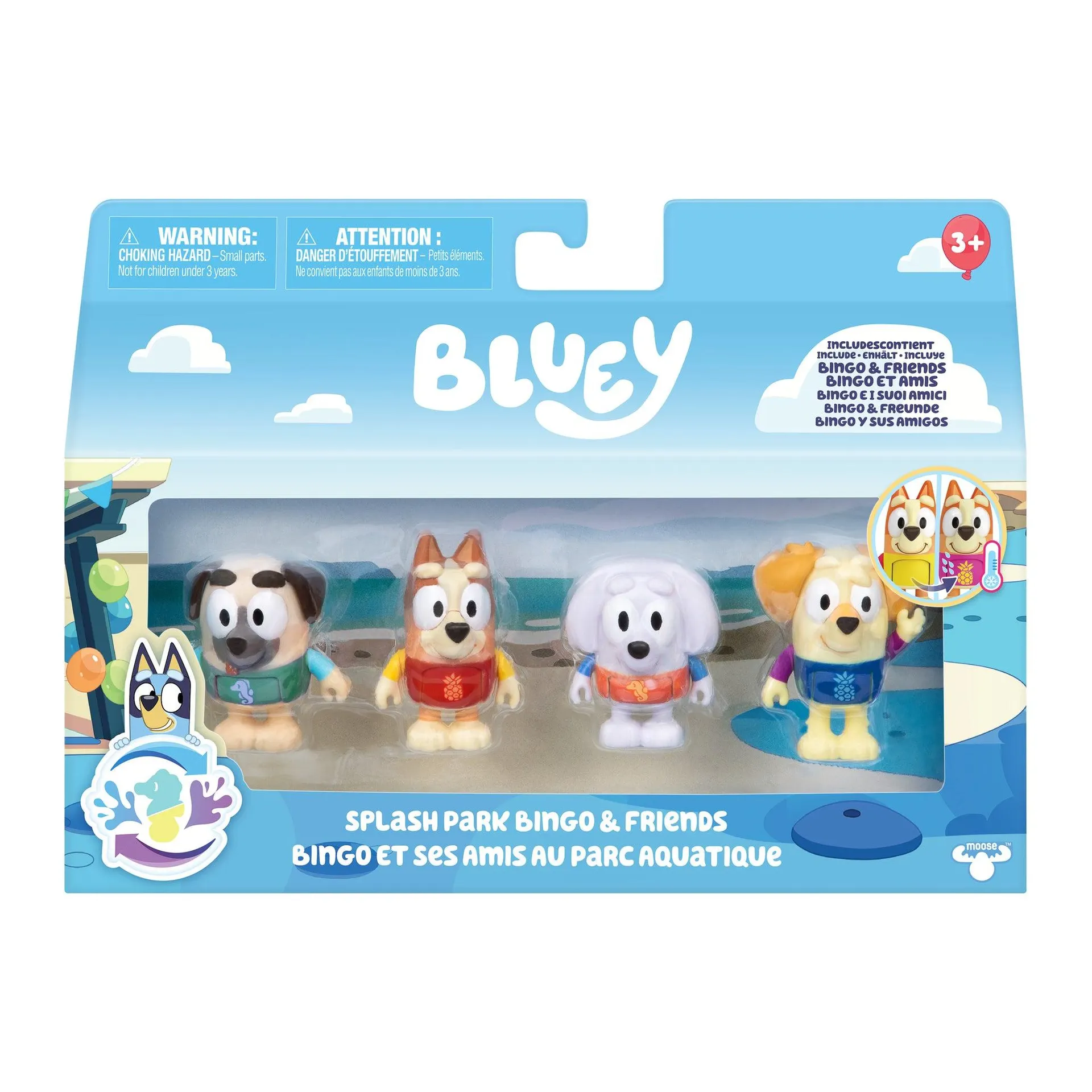 Bluey Splash Park Bingo & Friends Colour Change 4 Pack