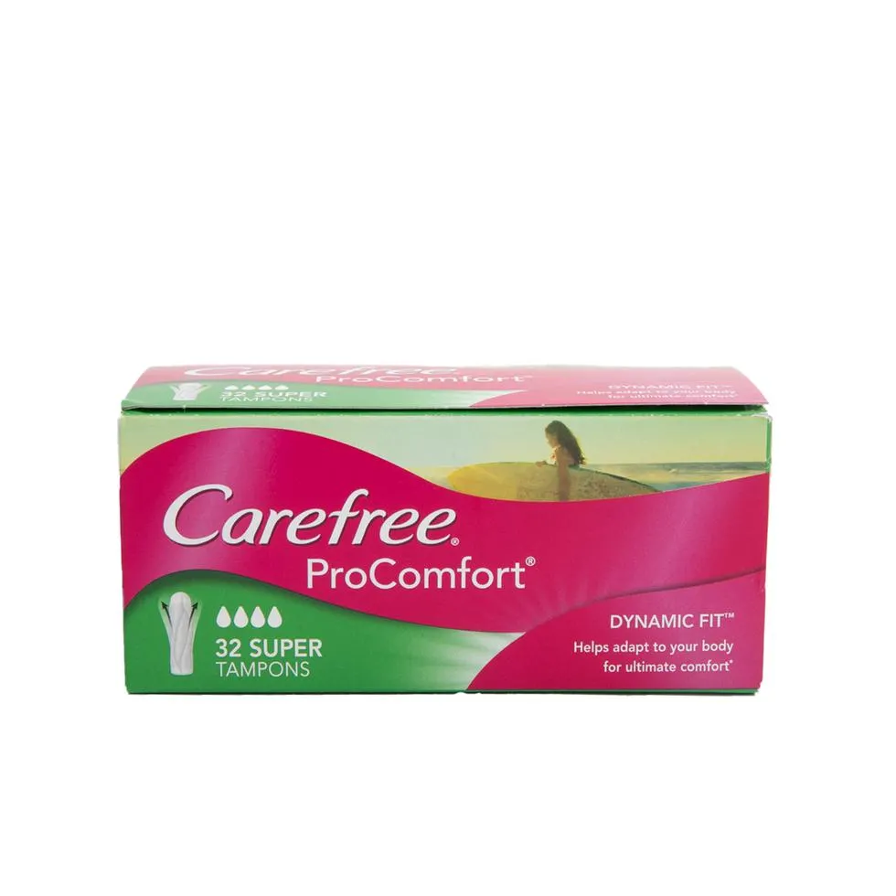 Carefree Super Tampons Pro Comfort Dynamic Fit 32pk