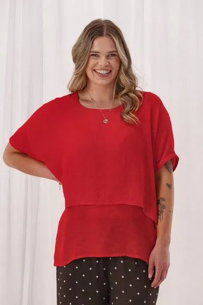 Sunday Boho Nova Layered Top Poppy Red
