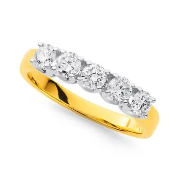 18ct Five Stone Diamond Ring Total Diamond Weight=.75ct