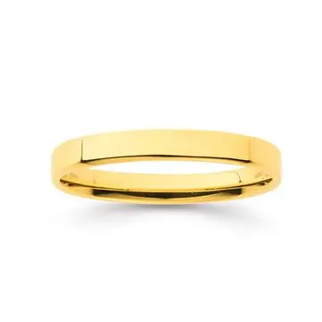 9ct, Flat Comfort Curve Band 2.5mm Wide