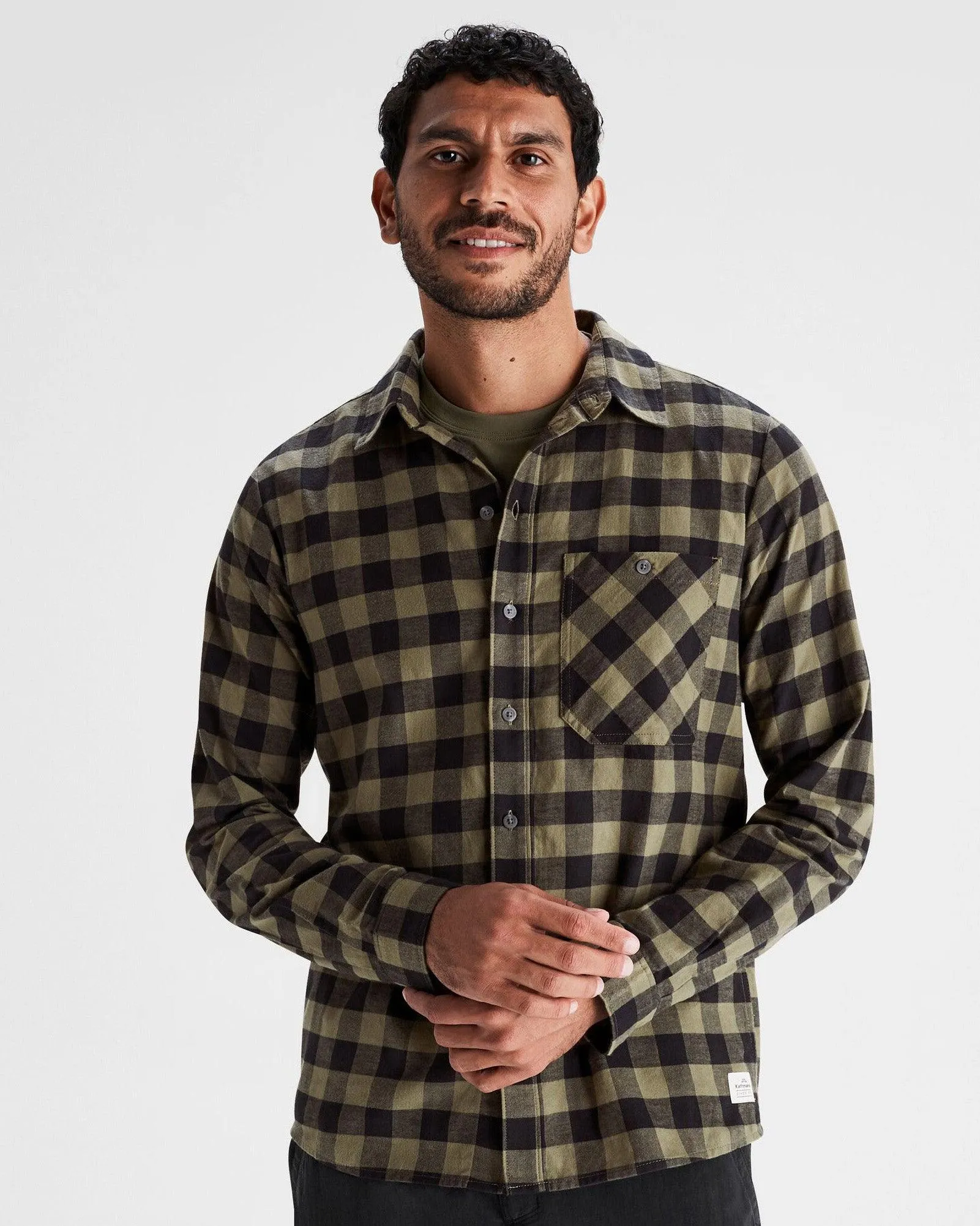 Men's Fyfe Flannel Shirt - Light Moss Gingham