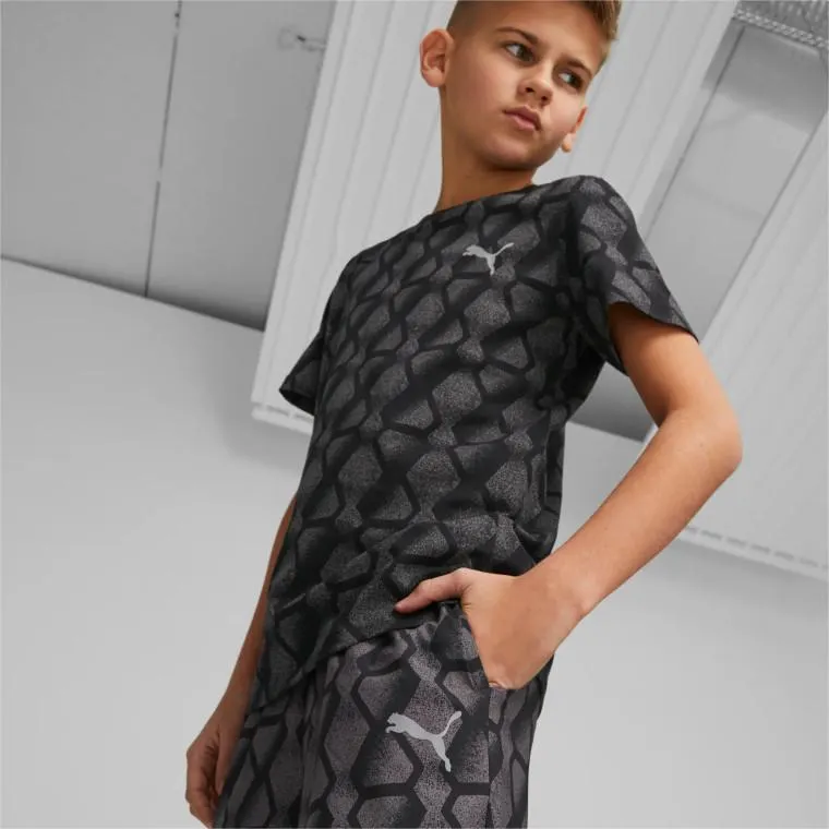 Puma Boys Active Sports Woven All Over Print Shorts Black/Pattern