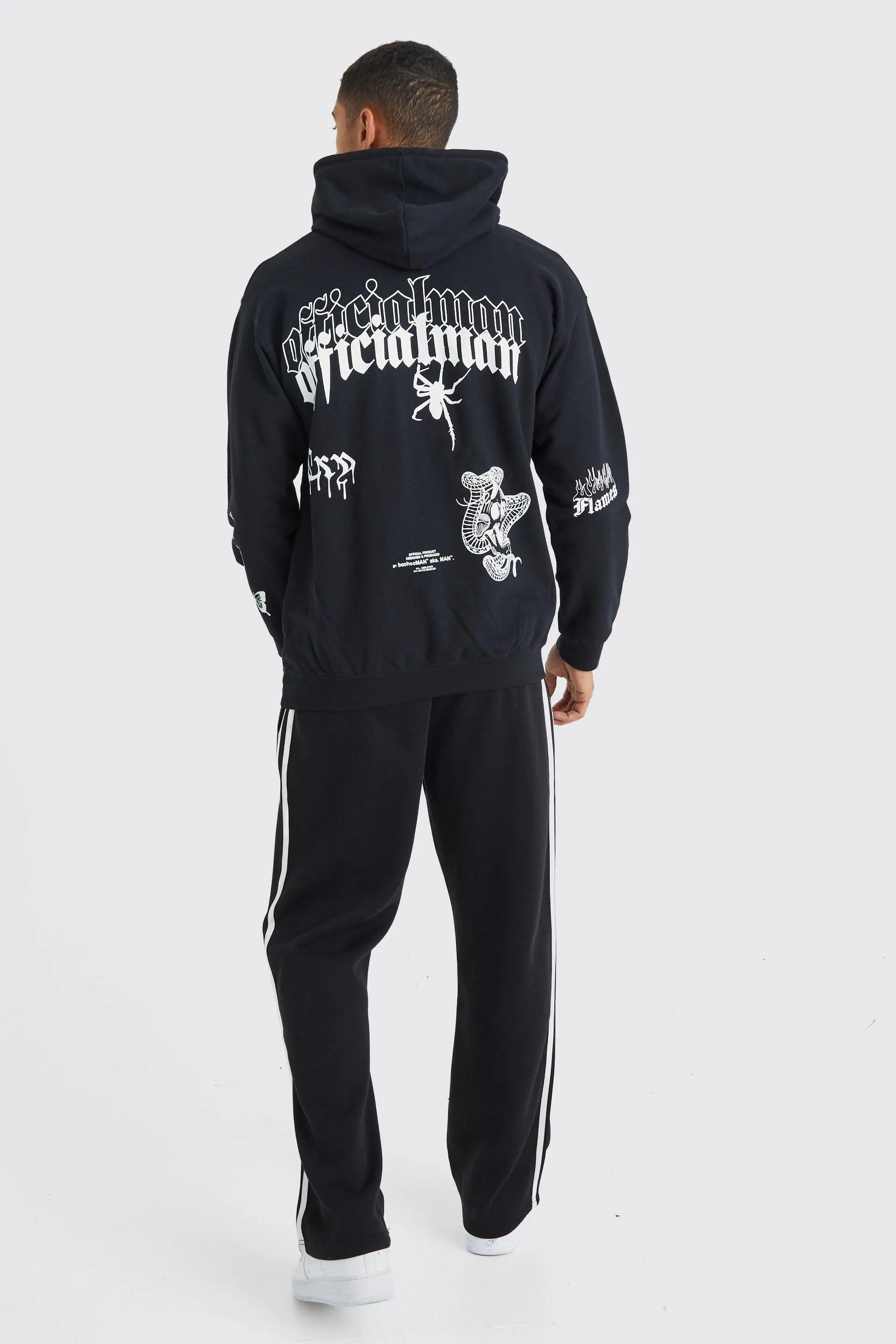 Oversized Multi Graffiti Print Hoodie