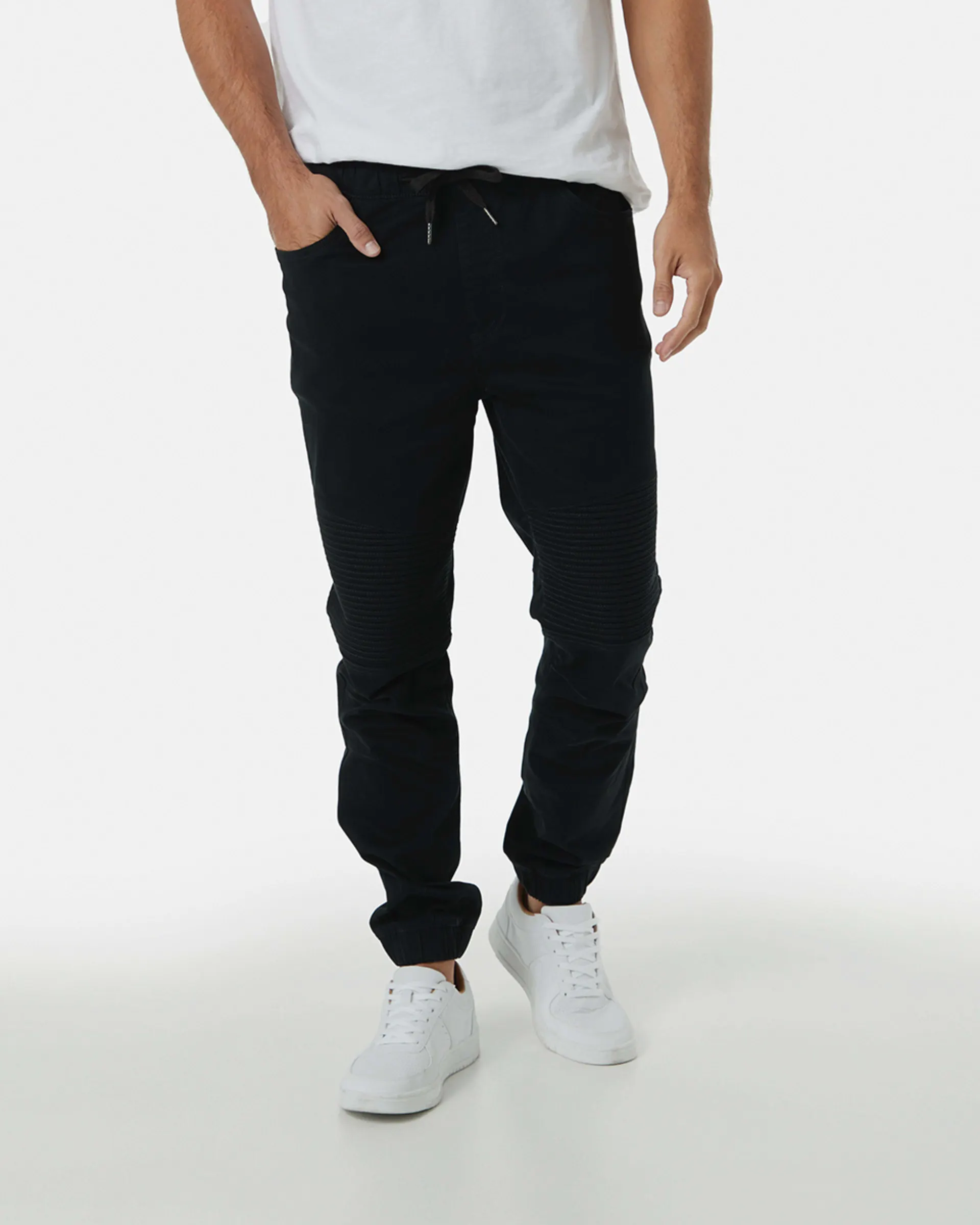 Elastic Waist Moto Joggers