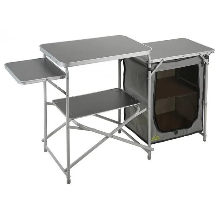 Folding Camp Kitchen - 2 Shelf Worktop + Cupboard