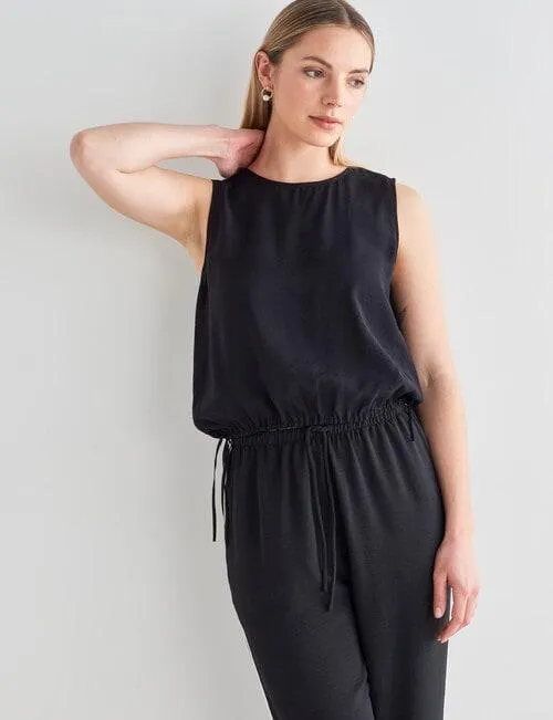 Mineral Maeve Drawstring Top, Black