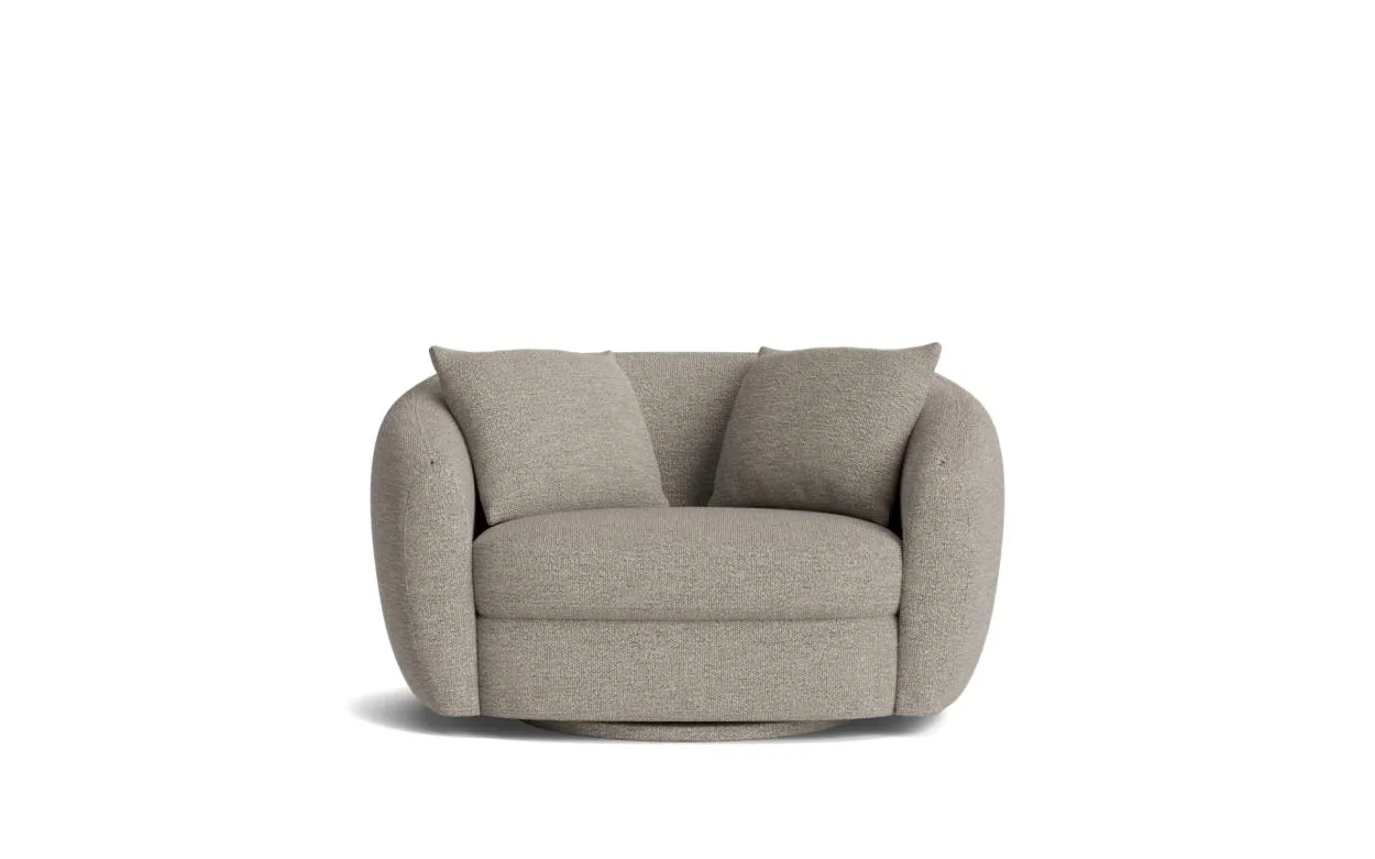 Nora Swivel Armchair in Merino fabric Porcelain
