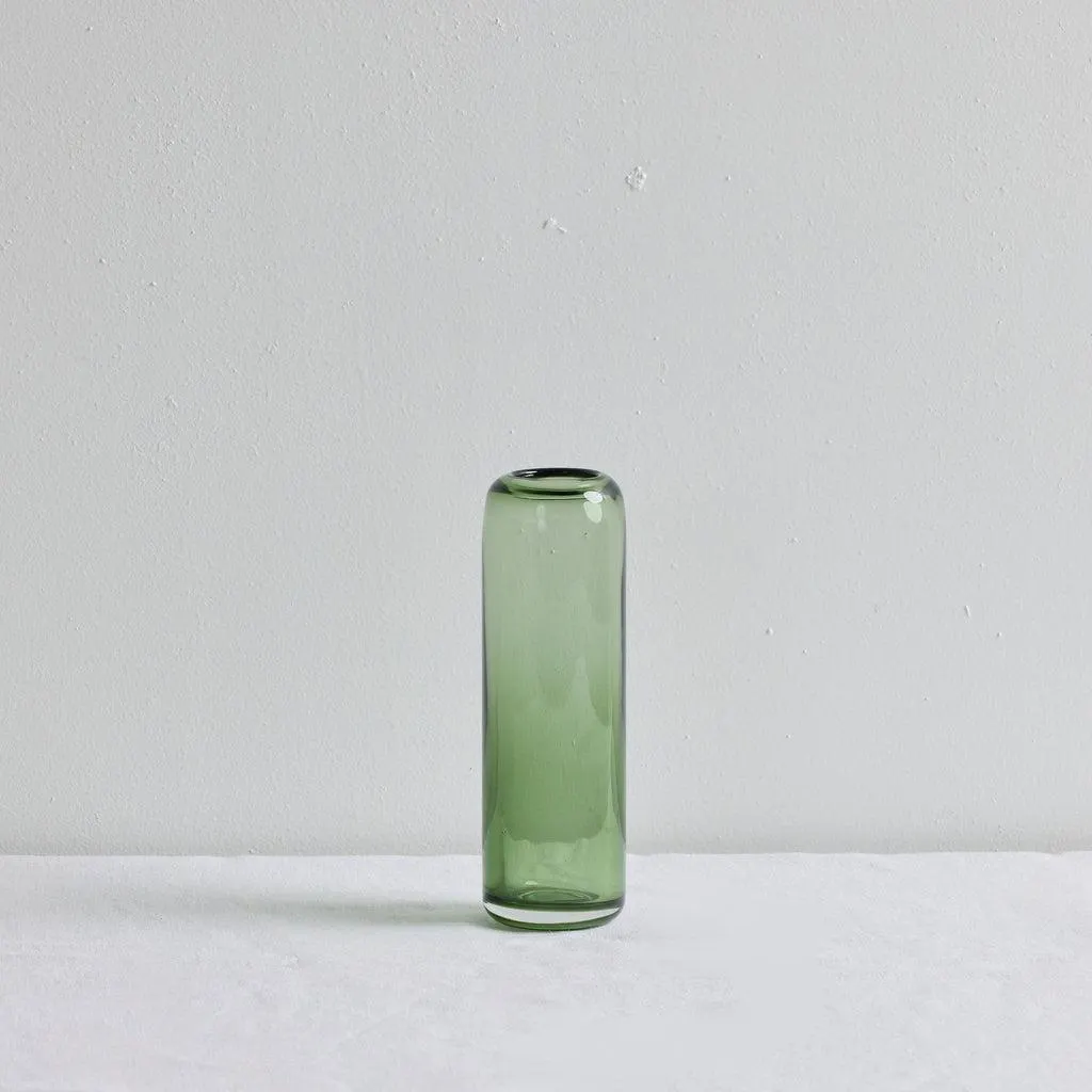 Column Glass Vase - Short - Grey/Green