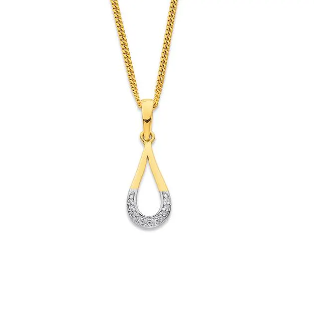 9ct, Diamond Pear Pendant