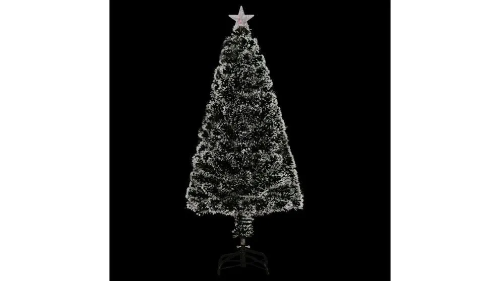 vidaXL Green/White Fibre Optic Christmas Tree with LEDs