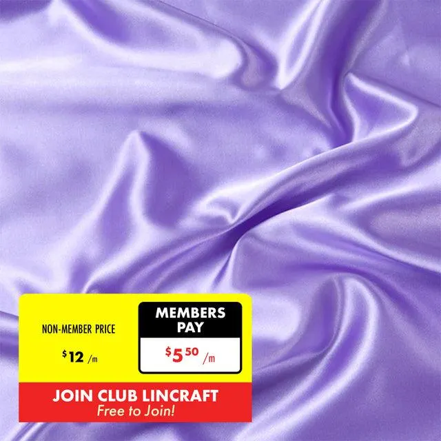 Party Satin Fabric, Lavender- Width 150cm
