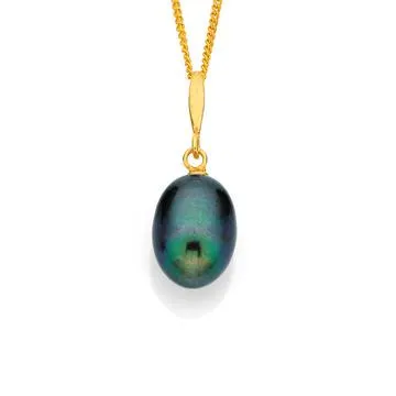 9ct 8mm Black Freshwater Pearl Pendant