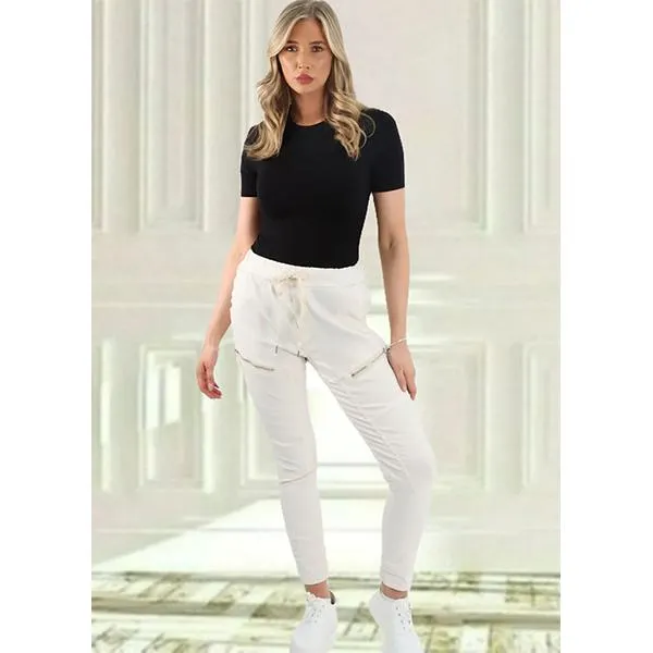Zip Leg Magic Pants White