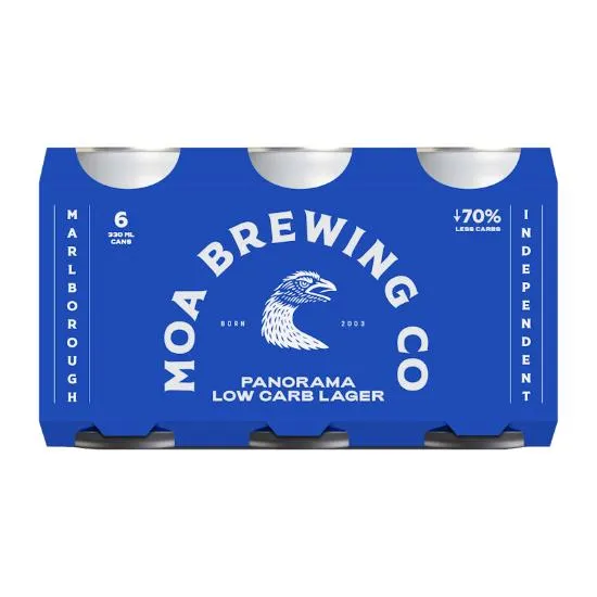 Moa Brewing Co Panorama Low Carb Lager Cans 6x330ml