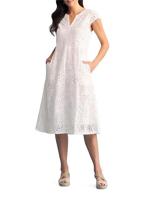 COTTON BRODERIE DRESS WHITE