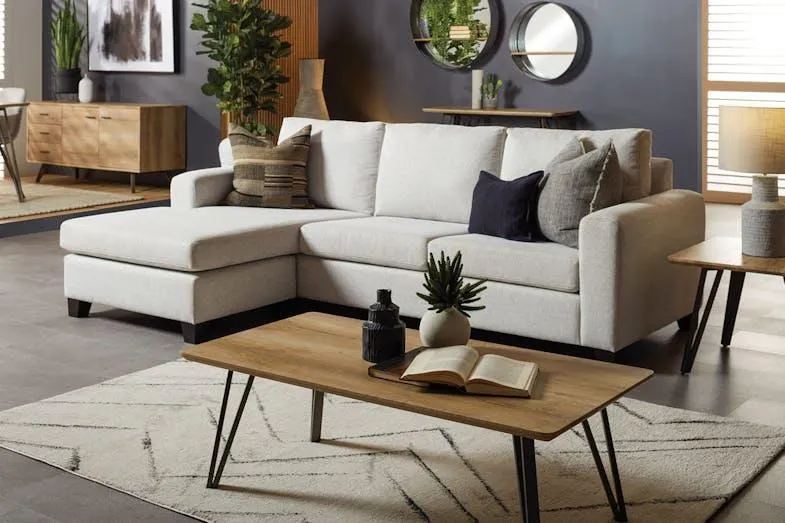 Central 3.5 Seater Fabric Sofa with Chaise