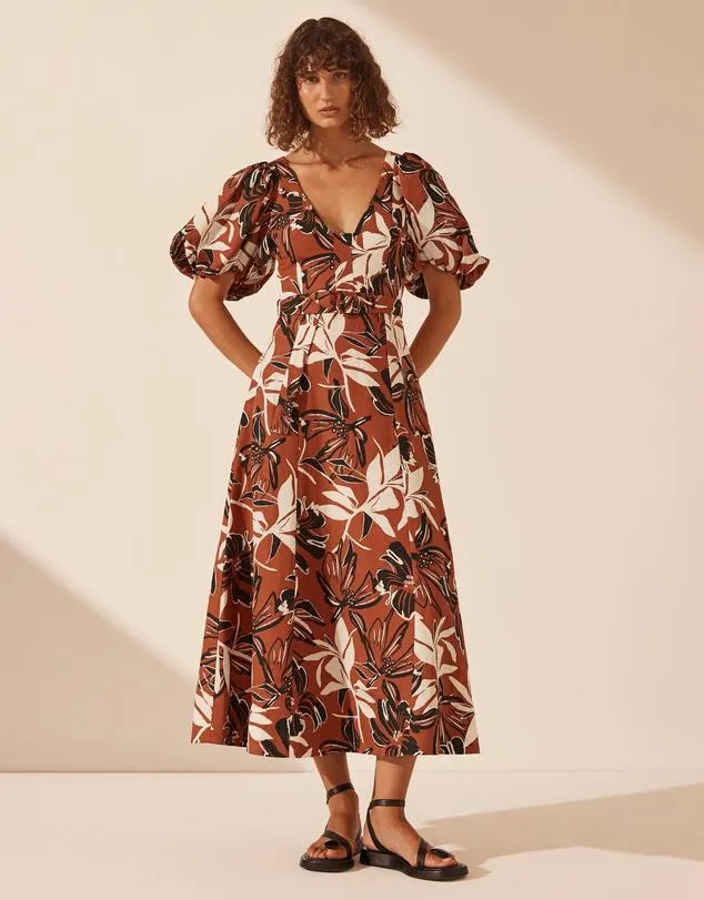 Emma Short Sleeve Panelled Midi Dress