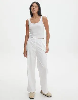 Relaxed Straight Leg Poplin Pant