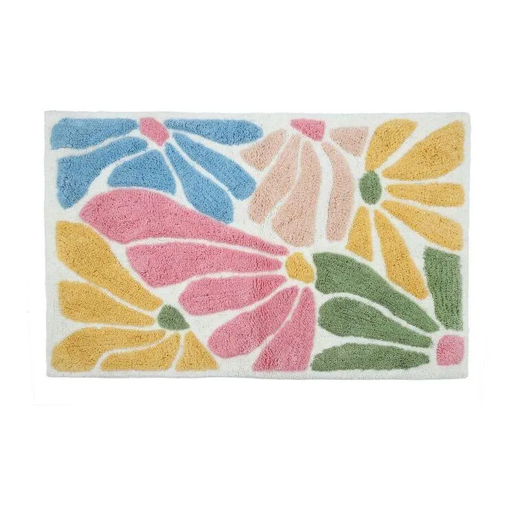 KOO Fashion Pastel Floral Bath Mat Multicoloured