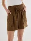 Mineral Beau Drawstring Waist Shorts, Khaki
