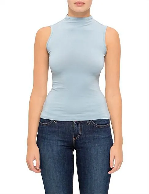 VINTAGE MOCK NECK SLEEVELESS TANK