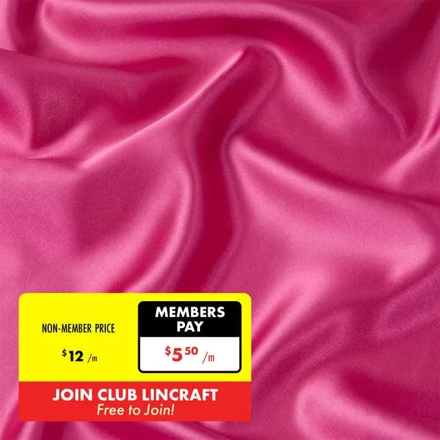 Party Satin Fabric, Hot Pink- Width 150cm