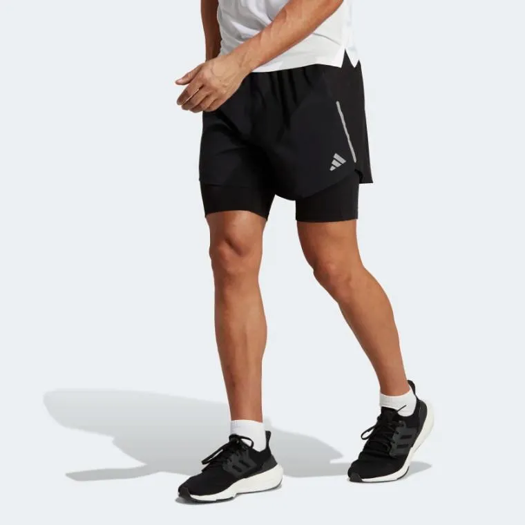 Adidas Mens Designed for Running 2n1 Shorts Black