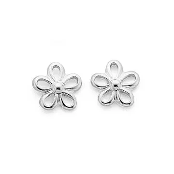 Sterling Silver Open Flower Stud Earrings