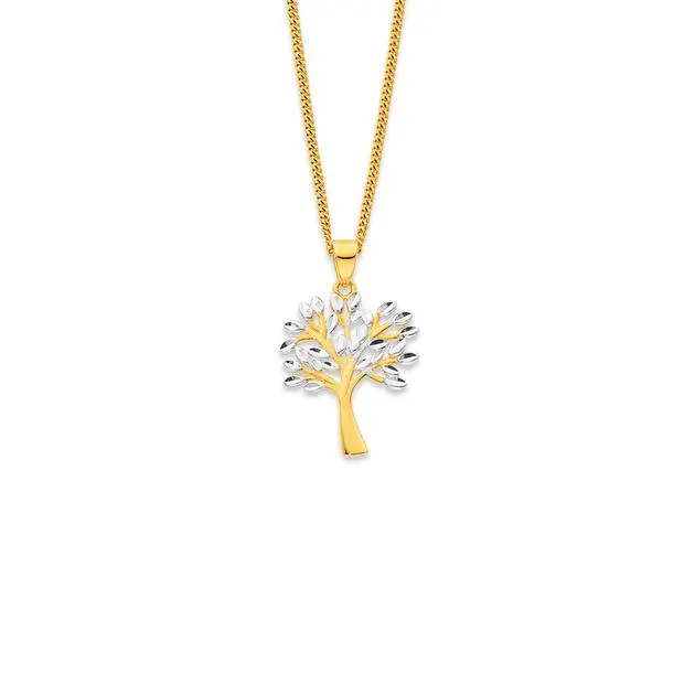9ct Two Tone, Diamond-Cut 'Tree of Life' Pendant