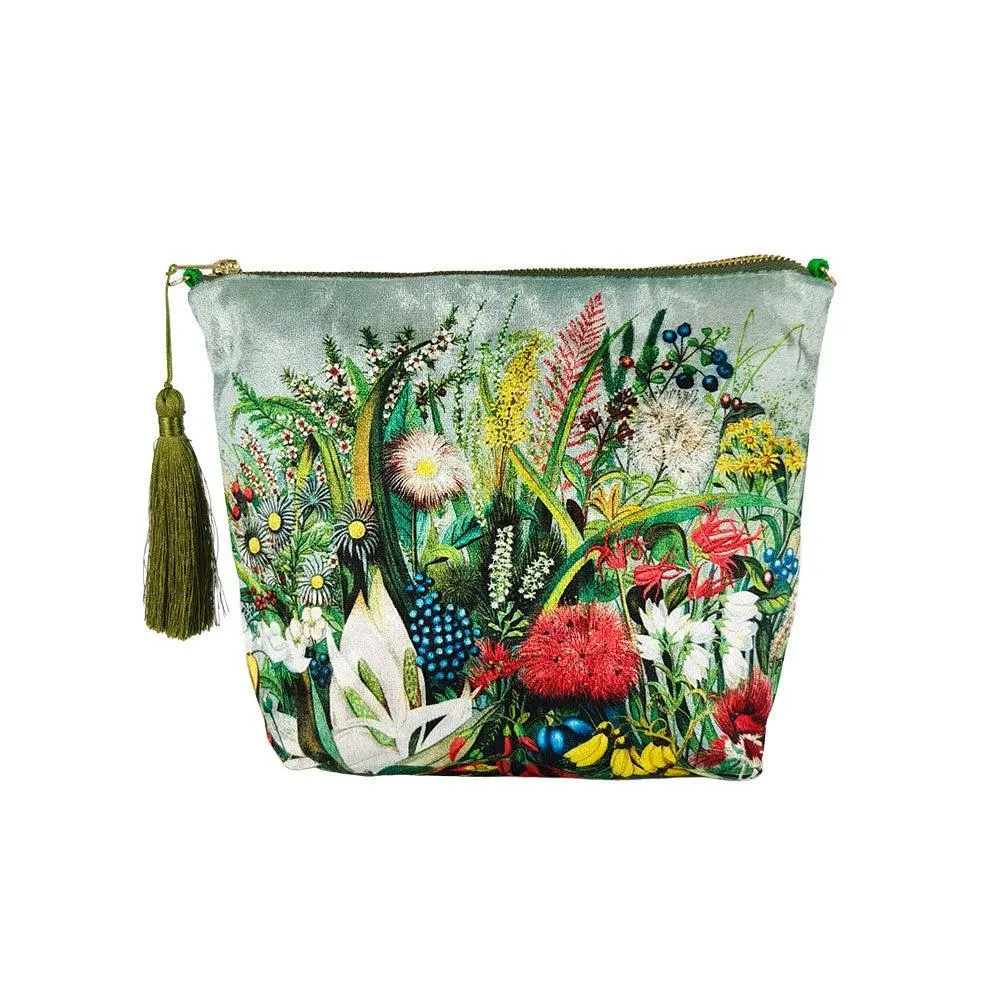NZ Native Flowers Velvet Cosmetic Bag