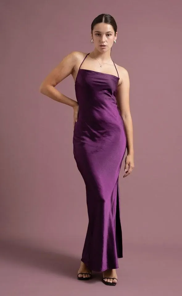 Satin Low Cross Back Gown