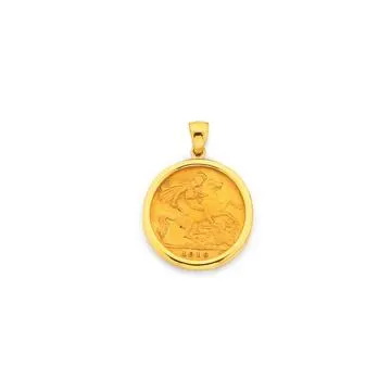 22ct Half Sovereign Coin in 9ct, Pendant