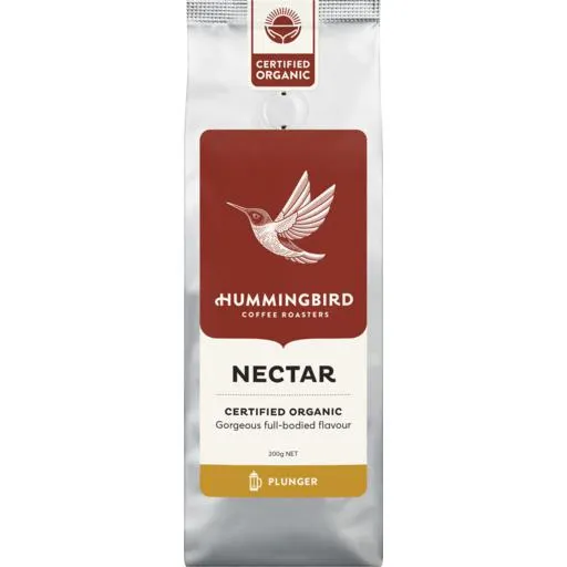 Hummingbird Fair Trade Organic Fresh Coffee Nectar Plunger Grind - 200g
