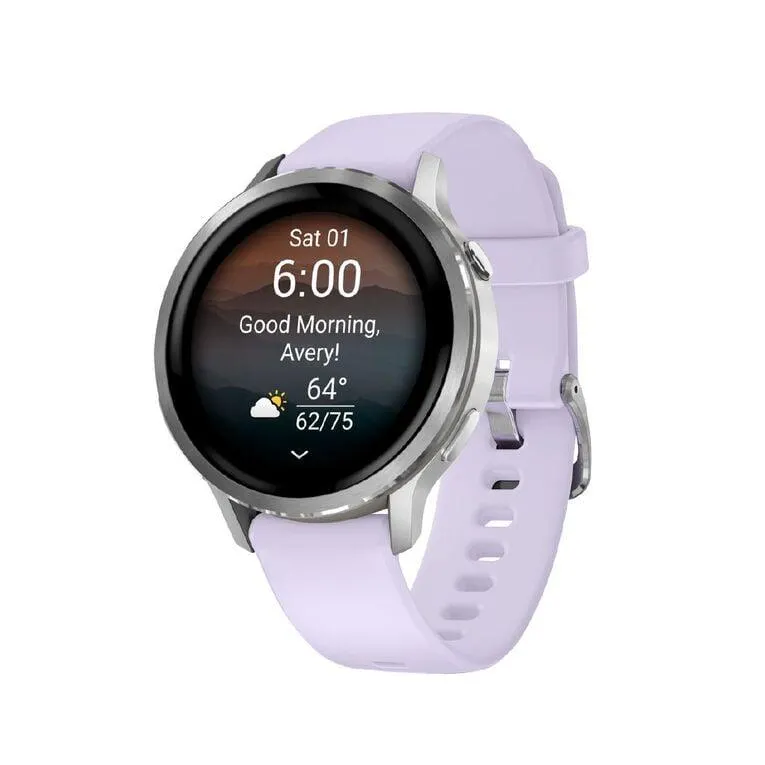 Garmin Venu 4 41mm Smartwatch Silver Periwinkle Silicone Band