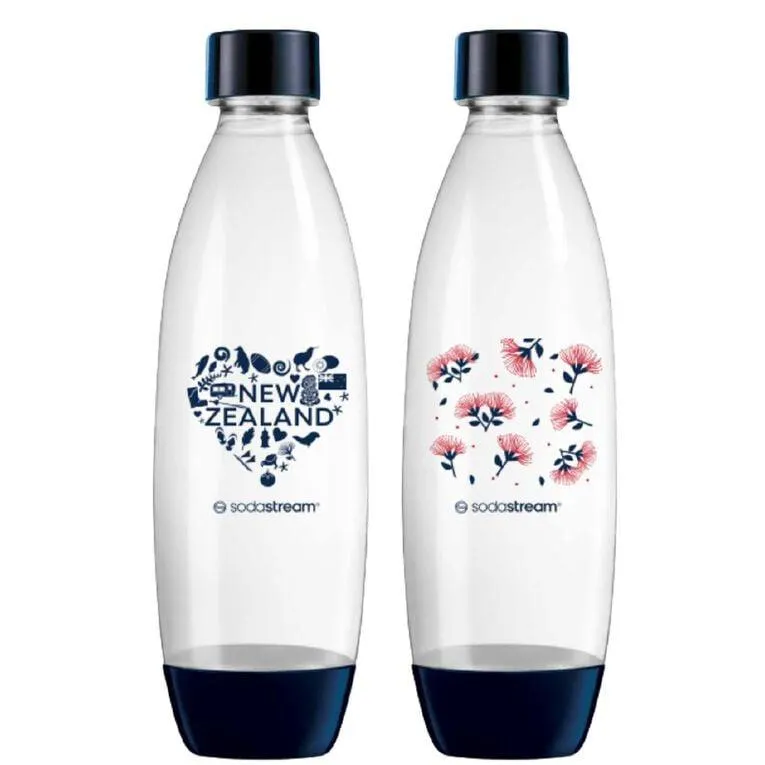 Sodastream Dishwasher Safe - 1L Black Fuse Bottle Twin Pack Kiwiana