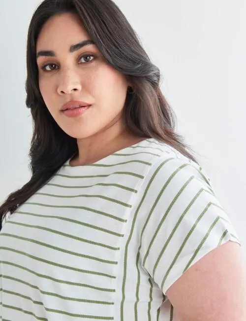 Studio Curve Fancy Stripe Tee, Green