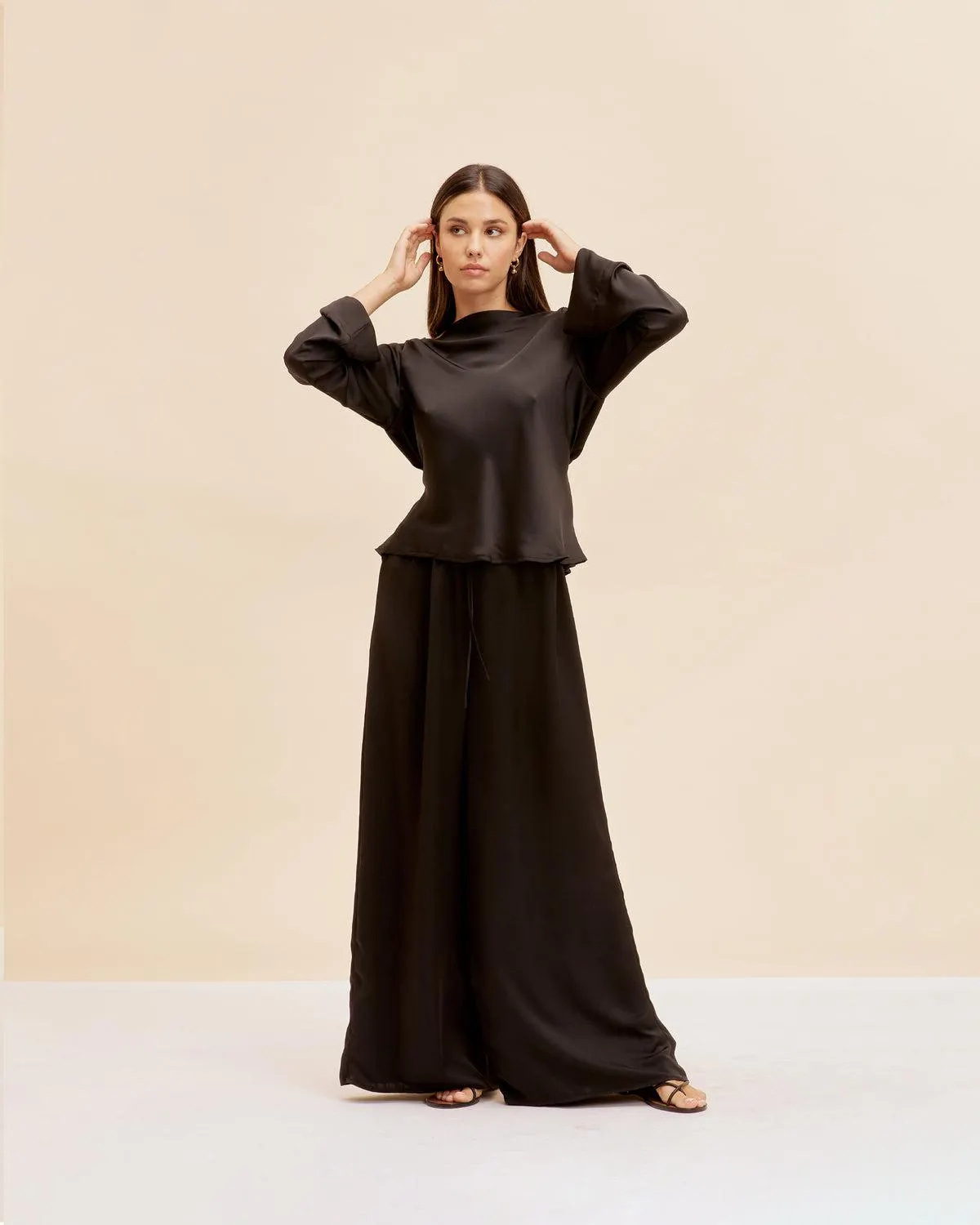 Firebird satin cowl top