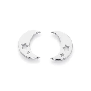 Sterling Silver Moon Studs