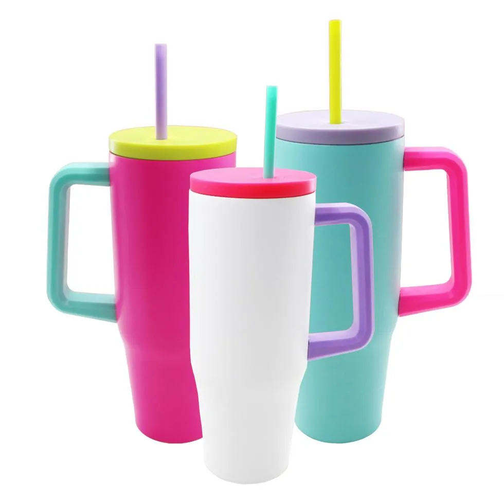 Multi Coloured Tumbler with Straw 900ml