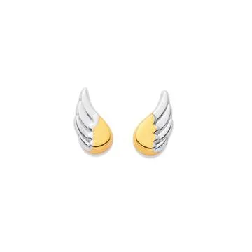9ct Two Tone Angel Wing Studs