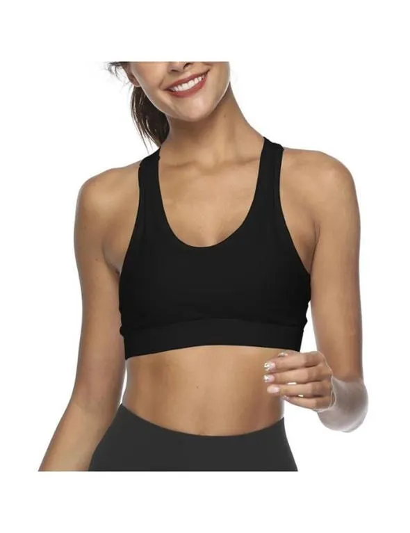 Sport Bra with Phone Holder Pockets - Black
