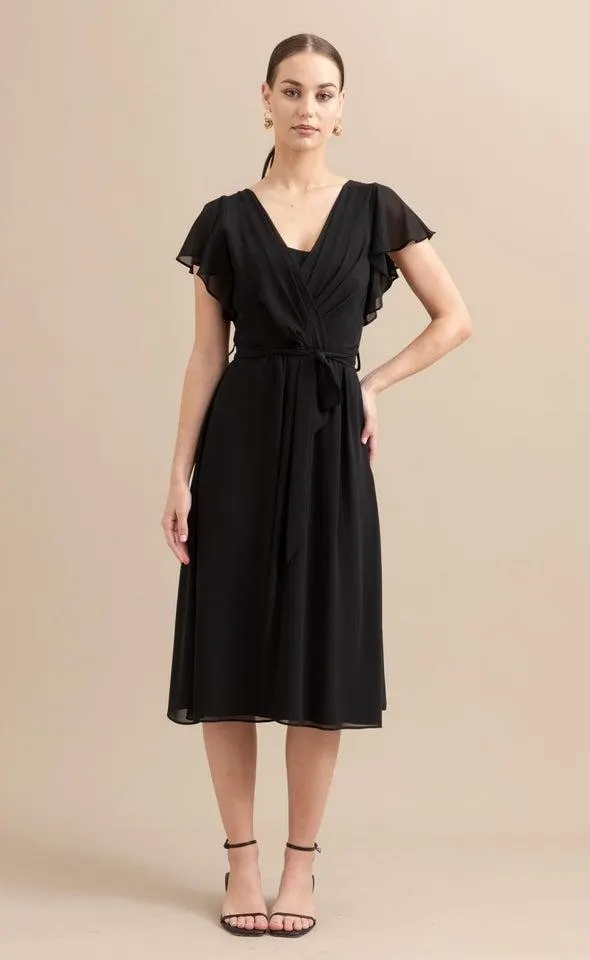 Chiffon Overlay Flutter Detail Dress